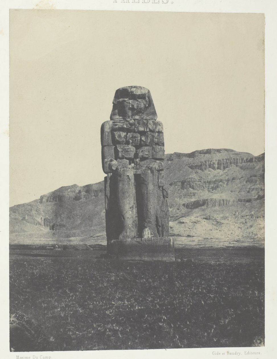 Gournah, Memnon szobra, Théba, 184951, nyomtatva 1852-ben. alkotó: Maxime Du Camp