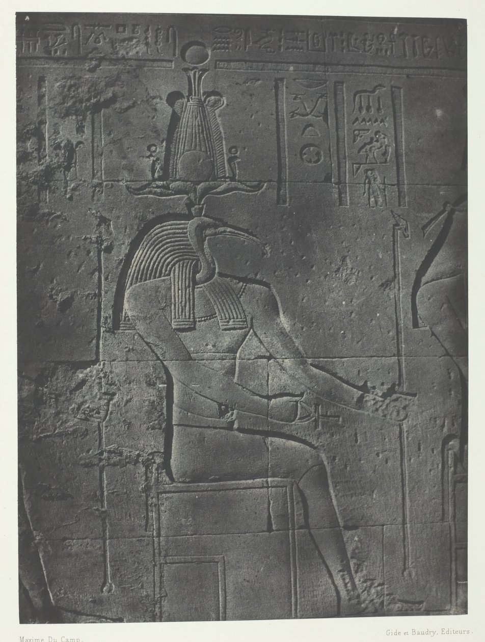 Ízisz nagy temploma Philoe-ban, Toth Ibiocephalus, Núbia, 184951, nyomtatva 1852-ben. alkotó: Maxime Du Camp