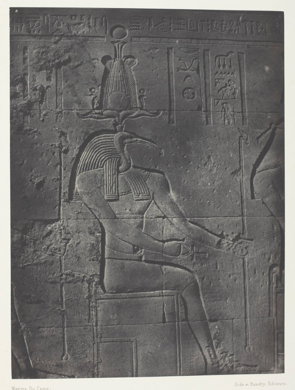 Isis nagy temploma Philoe-ban, Tôth Ibiocéphale; Núbia, 79. tábla az "Egypte, Nubie, Palestine et Syrie" albumból (1852). alkotó: Maxime Du Camp
