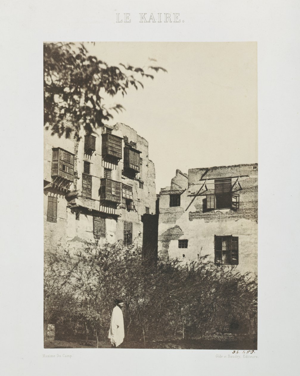 Ház és kert a francia negyedben, Egyiptom, 1850 (sópapír nyomat viaszpapír negatívról) alkotó: Maxime Du Camp