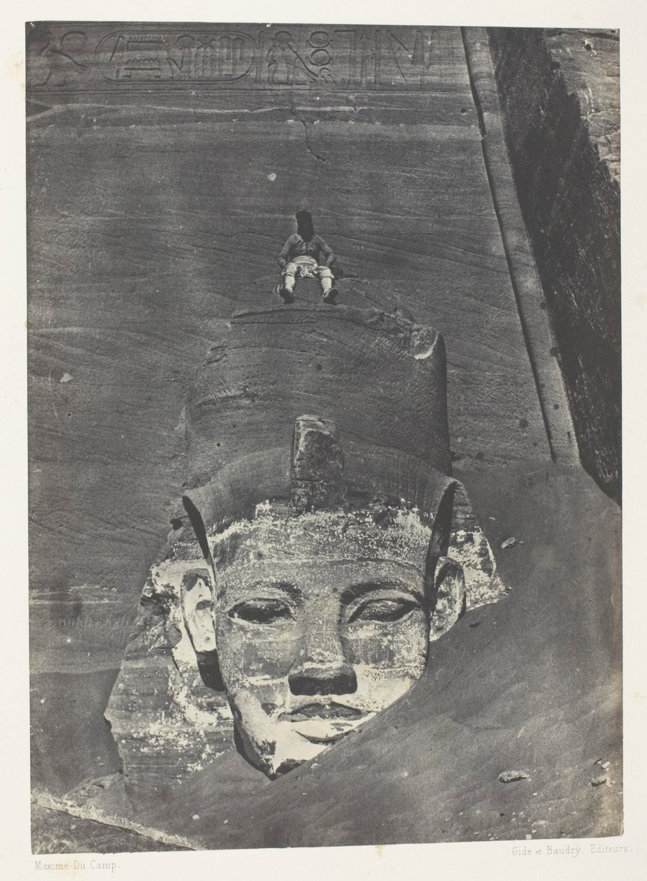 Ibsamboul, Colosse Occidental Du Spéos De Phrè; Núbia, 107. tábla az "Egypte, Nubie, Palestine et Syrie" albumból (1852). alkotó: Maxime Du Camp