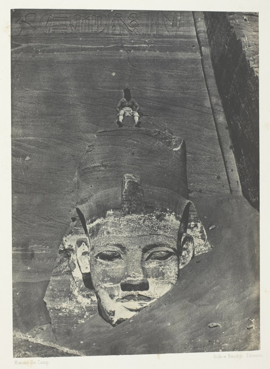 Ibsamboul, Colosse Occidental Du Spéos De Phrè; Núbia, 107. tábla az "Egypte, Nubie, Palestine et Syrie" albumból (1852). alkotó: Maxime Du Camp