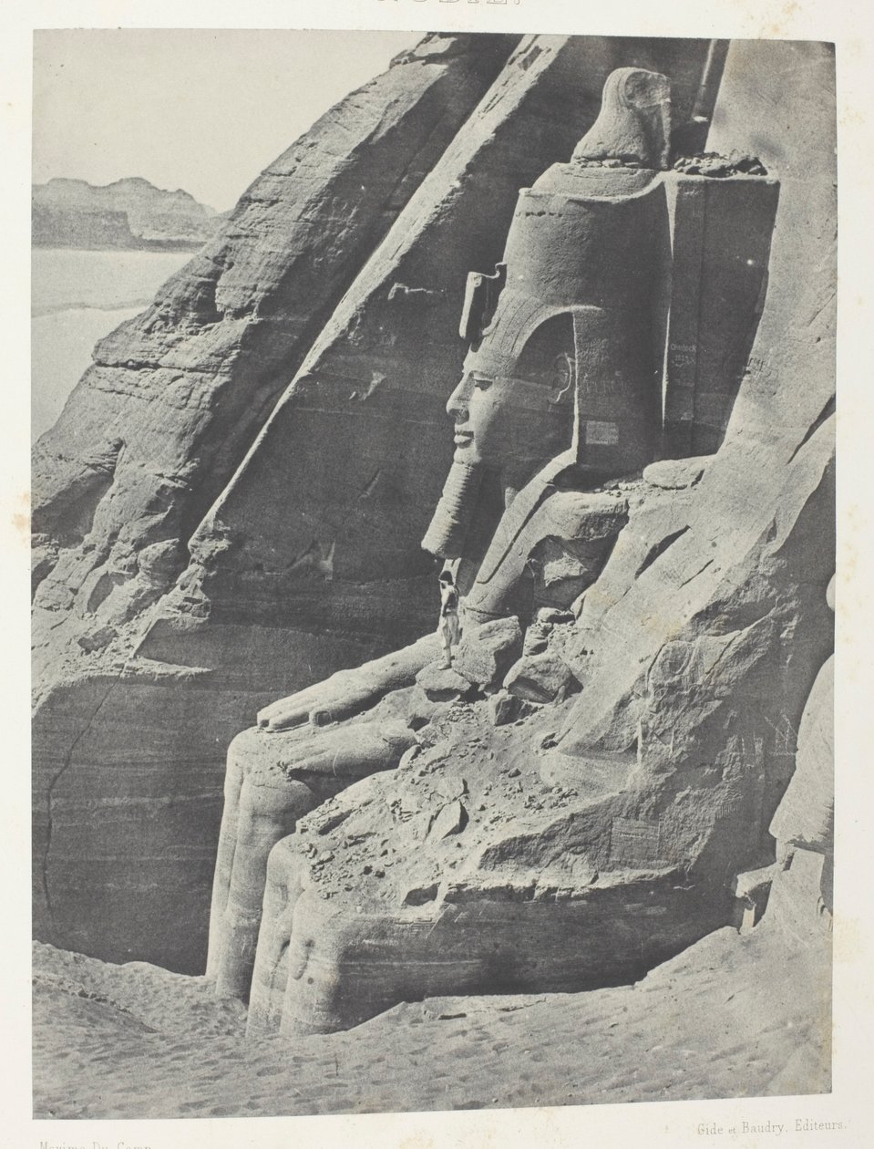Ibsamboul, Colosse Oriental Du Spéos De Phrè, Vu De Profil; Nubie, 104. tábla az "Egypte, Nubie, Palestine et Syrie" albumból (1852). alkotó: Maxime Du Camp