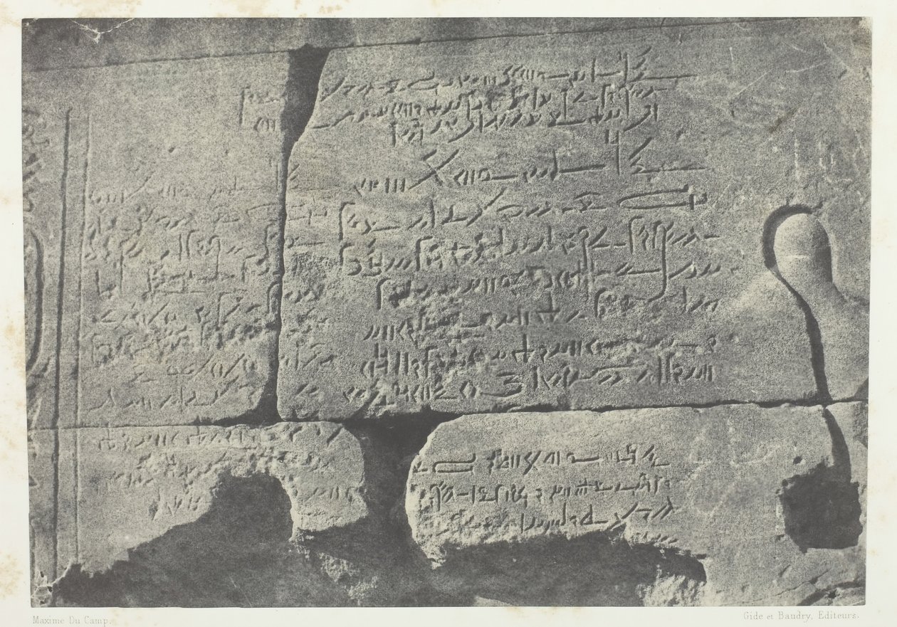 Demotikus felirat, Ízisz nagy temploma Philoe-ban, Núbia, 184951, nyomtatva 1852-ben. alkotó: Maxime Du Camp
