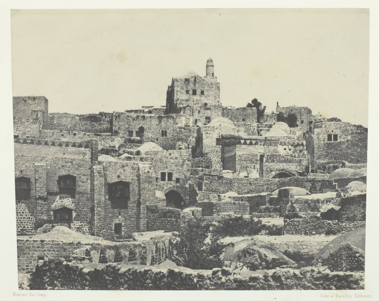 Jeruzsálem, Nyugati negyed, Palesztina, 184951, nyomtatva 1852. alkotó: Maxime Du Camp