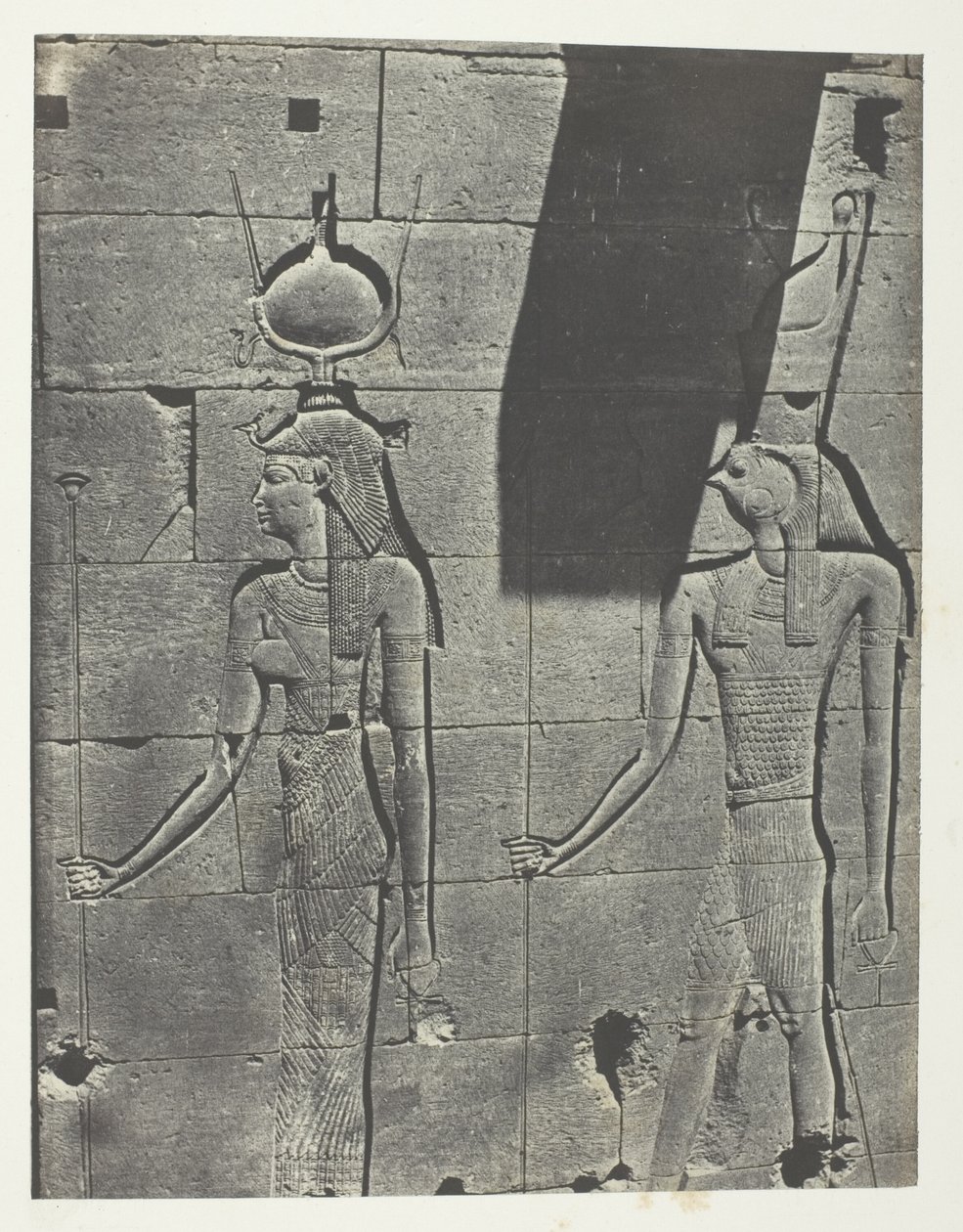 Kalabscheh, Sculptures De La Façade Postérieure Du Temple; Nubie, 92. tábla az "Egypte, Nubie, Palestine et Syrie" című albumból (1852). alkotó: Maxime Du Camp