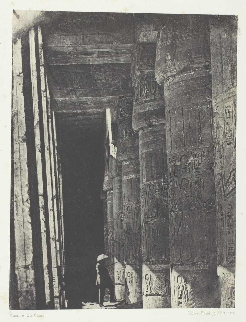 Medinet-Habou, Ramses-Méiamoun palota galériája, Théba, 184951, nyomtatva 1852-ben. alkotó: Maxime Du Camp