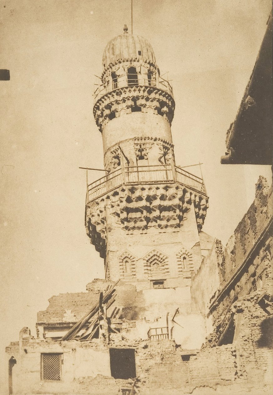 A Bibars-mecset ferde minaretje, Kairó, 1849. december – 1850. január. alkotó: Maxime Du Camp