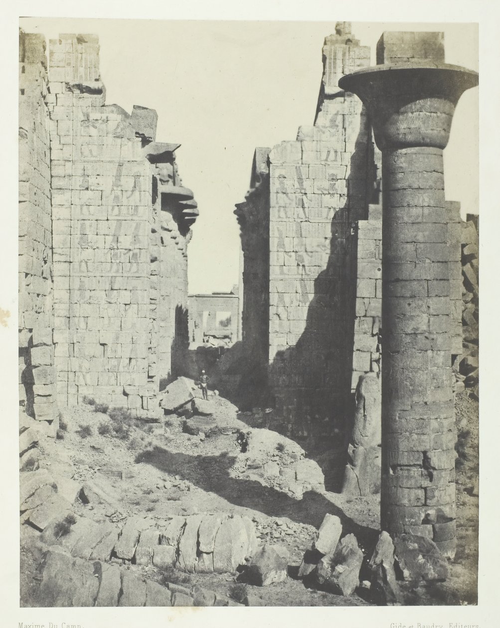 Karnak-palota, Bubastiták udvara és a Hypostyle Hall főbejárata, Théba, 184951. alkotó: Maxime Du Camp