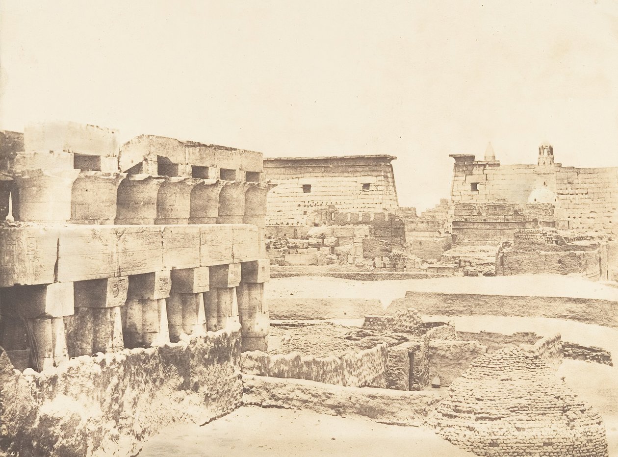 Luxor palota és faluja, délről, Théba, 1849-50. alkotó: Maxime Du Camp