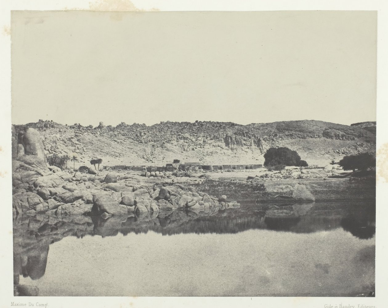 A Nílus északi partja, Abou-Koli faluja, nézet Philoétól északra, Núbia, 184951. alkotó: Maxime Du Camp