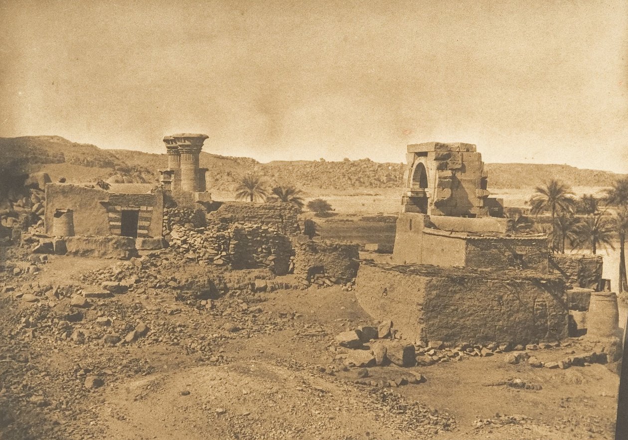 Begueh romjai és faluja, egy kis sziget Philae-tól nyugatra, 1850. április 11. alkotó: Maxime Du Camp