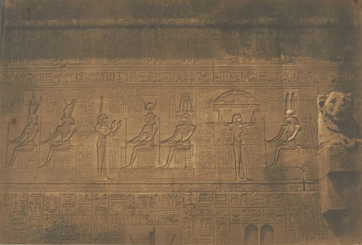Faragványok a nagy Dendera Tentyris-templom hátsó homlokzatán, 1849-50. alkotó: Maxime Du Camp