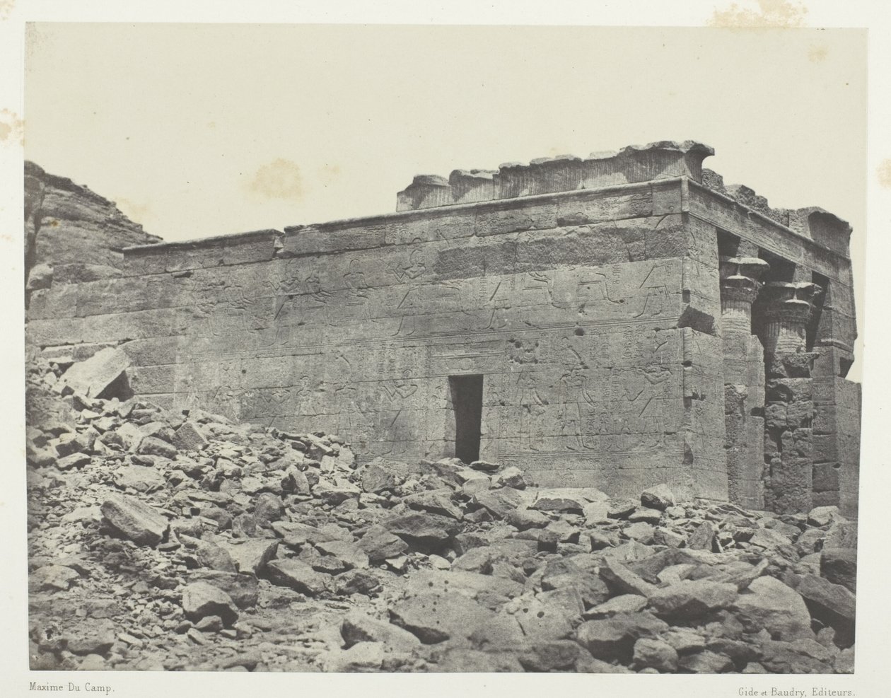 Temple De Dandour (Ancienne Tantour), Dédié à La Triade Osiris-Isis-Horus; Nubie, 93. tábla az "Egypte, Nubie, Palestine et Syrie" albumból (1852). alkotó: Maxime Du Camp