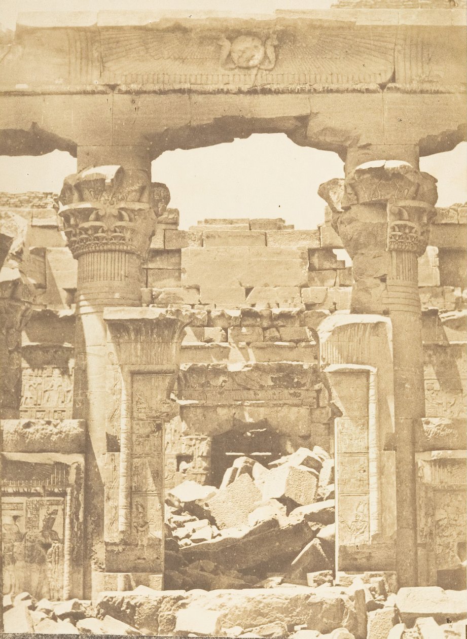Kalabcheh temploma – a Pronaos középső oszlopa között, 1850. április 8. alkotó: Maxime Du Camp
