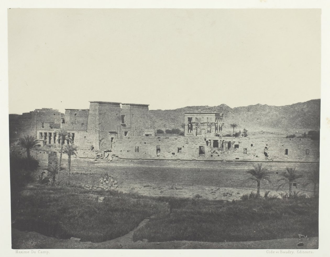 Beghé szigetéről készült kilátás, Nyugatra néz, Philoe, Núbia, 184951, nyomtatva 1852. alkotó: Maxime Du Camp