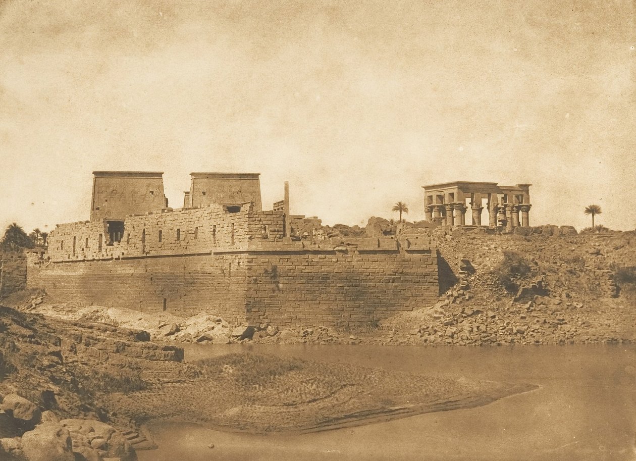 Philae szigetének általános képe, Begueh szigetének déli csücskéből, 1849-50. alkotó: Maxime Du Camp