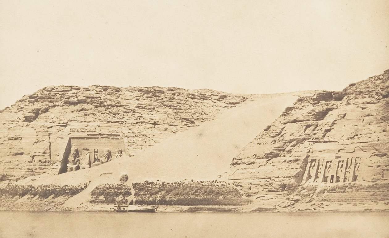 A szigetről készült Phré és Athor Speos általános képe Abousemblilben, 1850. március 29. alkotó: Maxime Du Camp