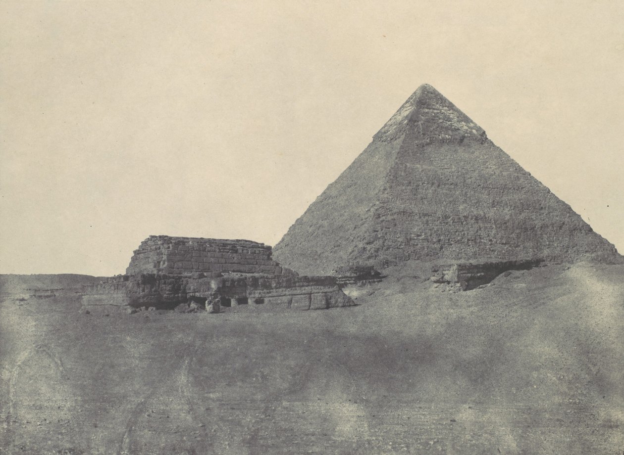 Közép-Egyiptom. Chephren piramis, 1850. alkotó: Maxime Du Camp