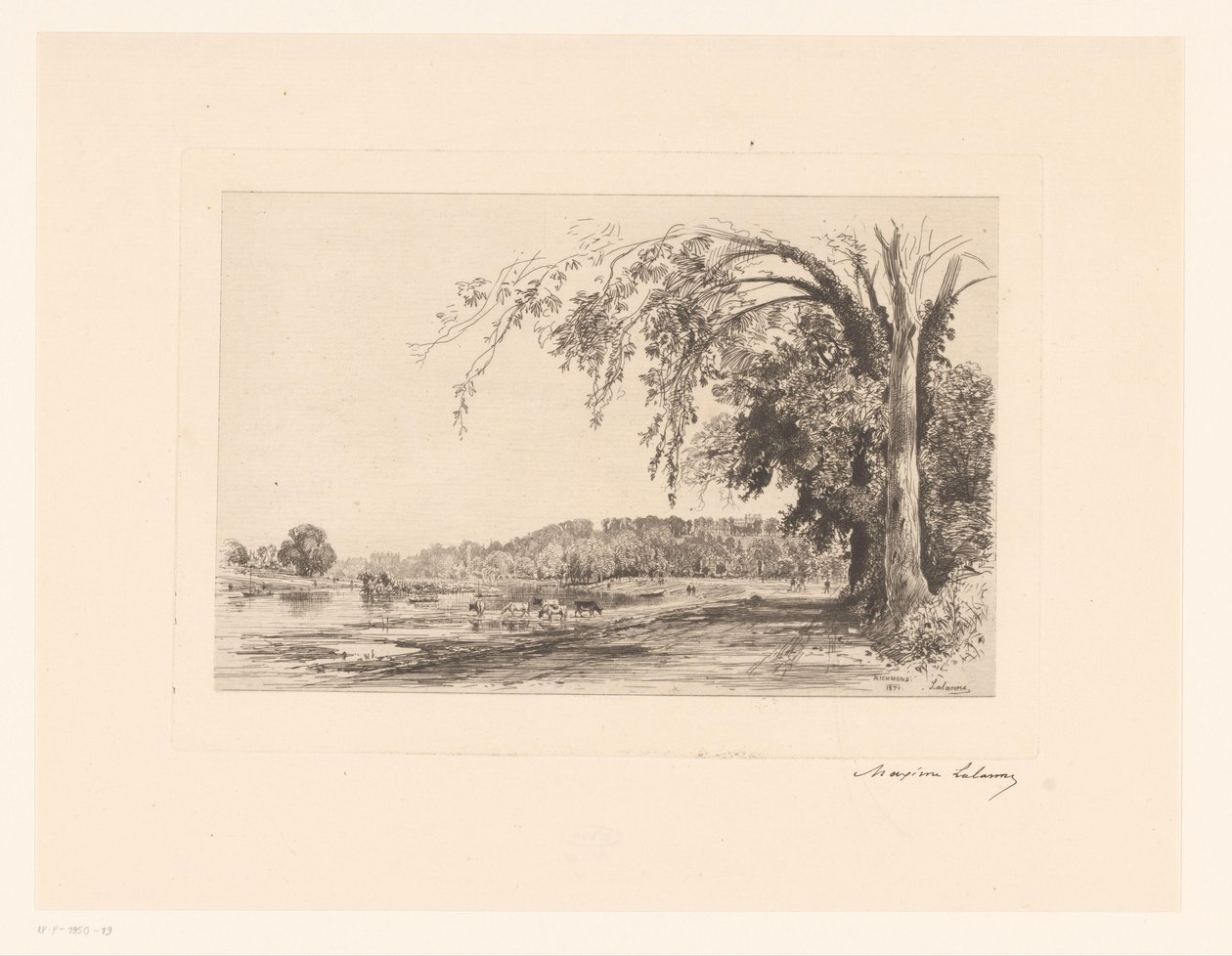 Kilátás Richmondra Richmond (cím az objektumon) alkotó: Maxime François Antoine Lalanne (signed by artist)