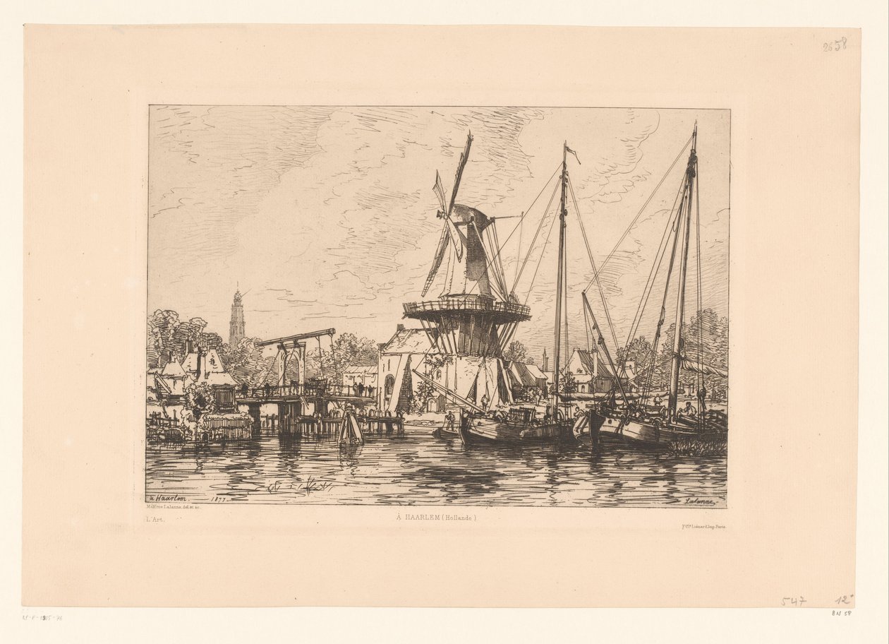 Kilátás Haarlemre À Haarlem (Hollandia) (cím a tárgyon) alkotó: Maxime François Antoine Lalanne