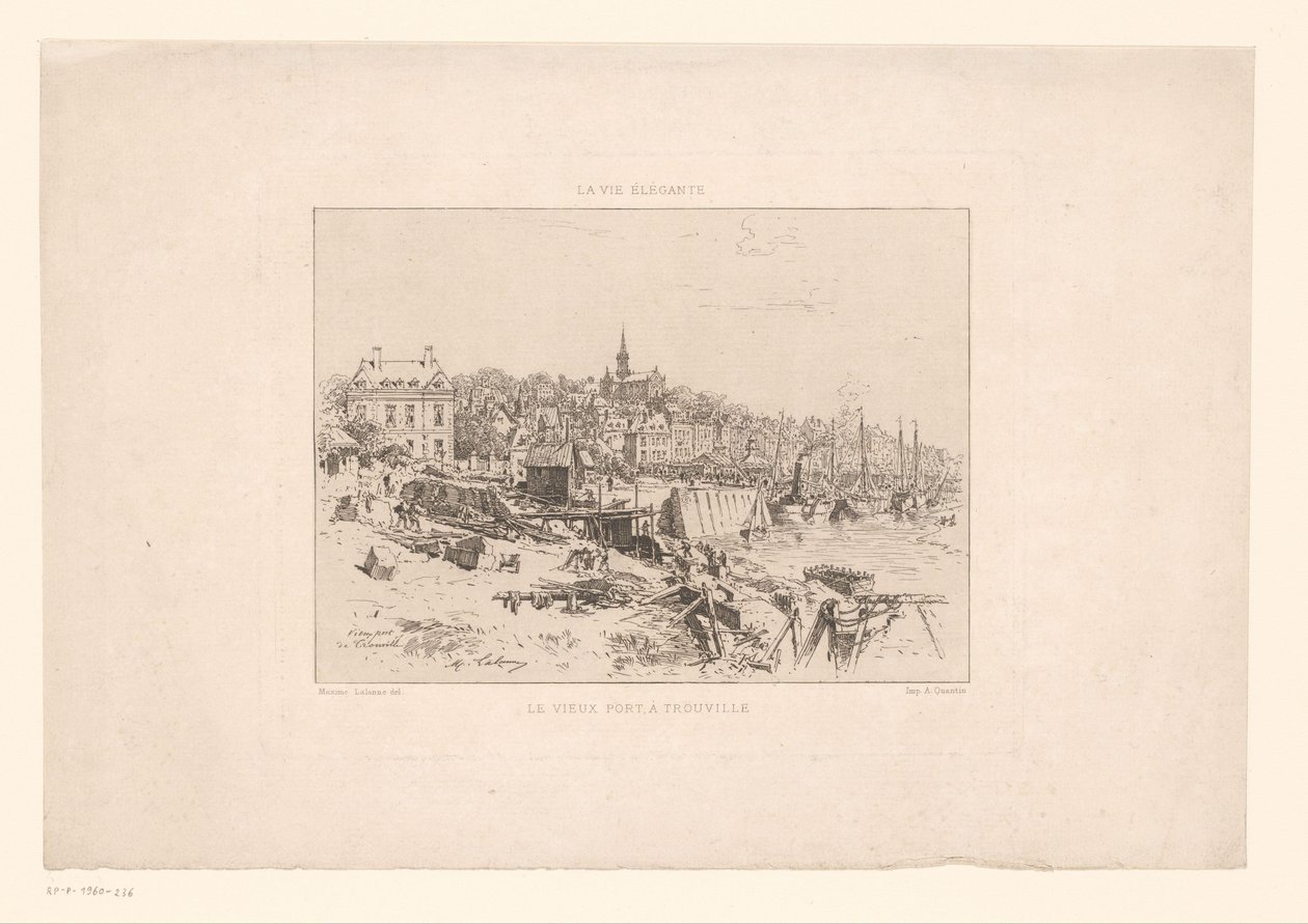Gezicht op de haven van Trouville A régi kikötő Trouville-ben (cím az objektumon) Az elegáns élet (sorozat címe a tárgyon) alkotó: Maxime François Antoine Lalanne