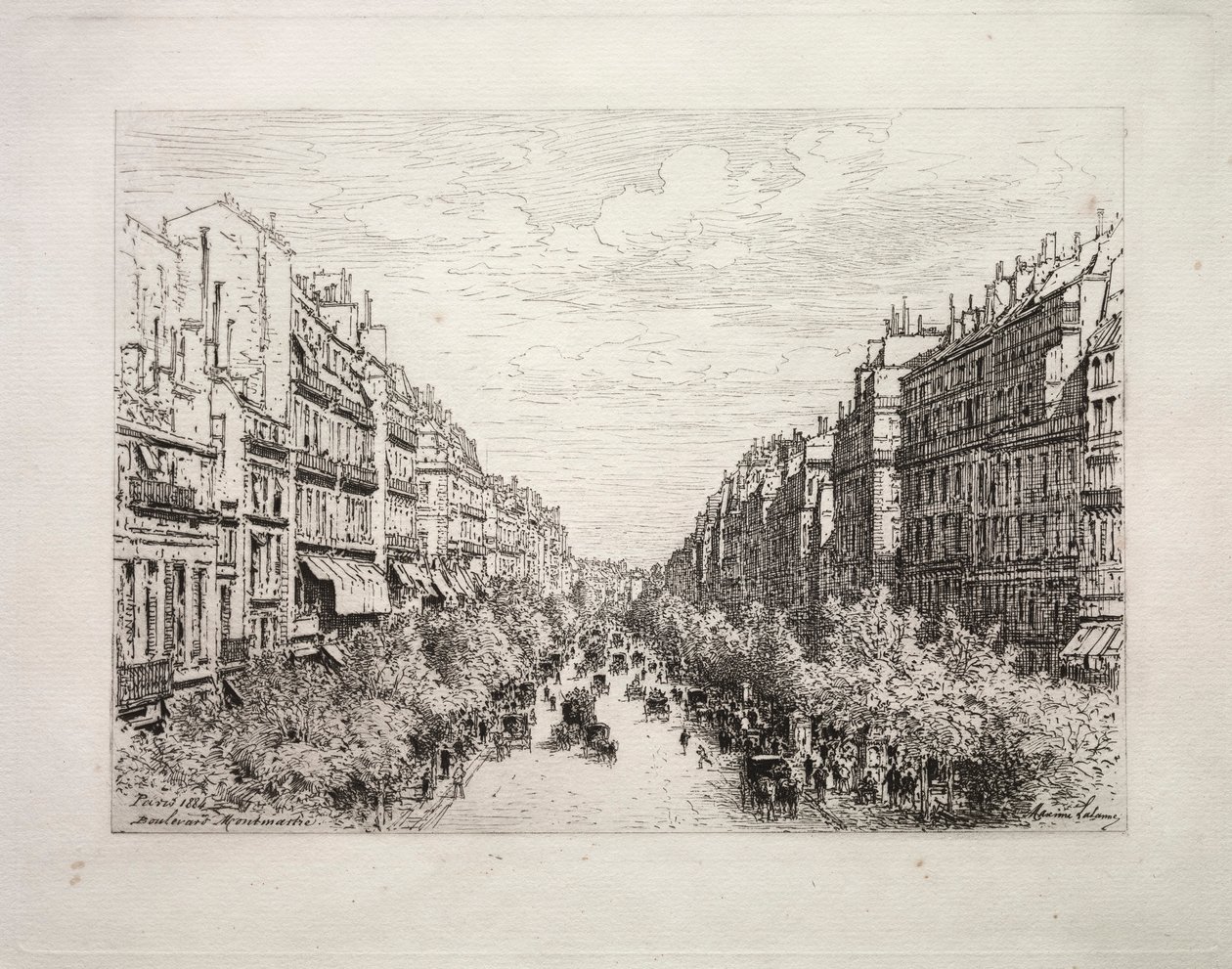 Boulevard Montmartre, 1884. alkotó: Maxime Lalanne