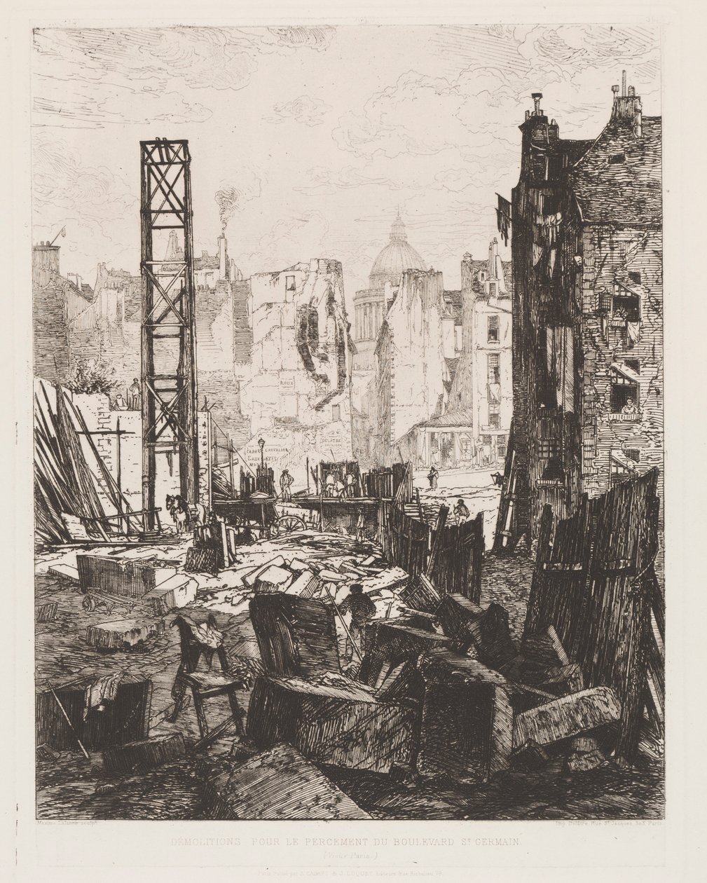 Bontás a Boulevard St. Germain megnyitásához, 1862. alkotó: Maxime Lalanne