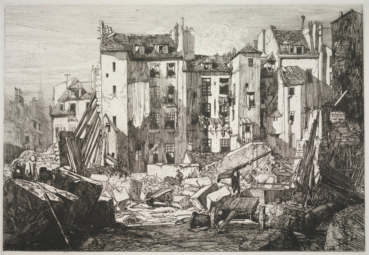 Lebontás a Rue des Écoles megnyitásához, 1862. alkotó: Maxime Lalanne