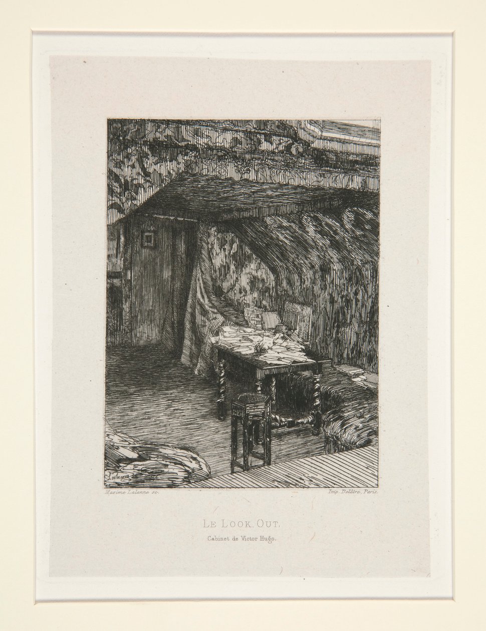 Le look out, Cabinet de Victor Hugo (The Look-Out, the Office of Victor Hugo), pl. 9 a Chez Victor Hugo lakosztályból (Victor Hugo alkotó: Maxime Lalanne
