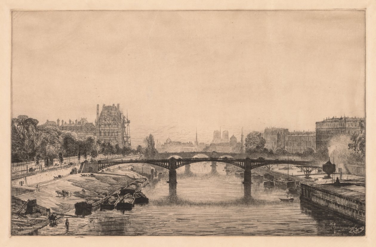 Párizs, Kilátás a Concorde-hídról, 1866. alkotó: Maxime Lalanne