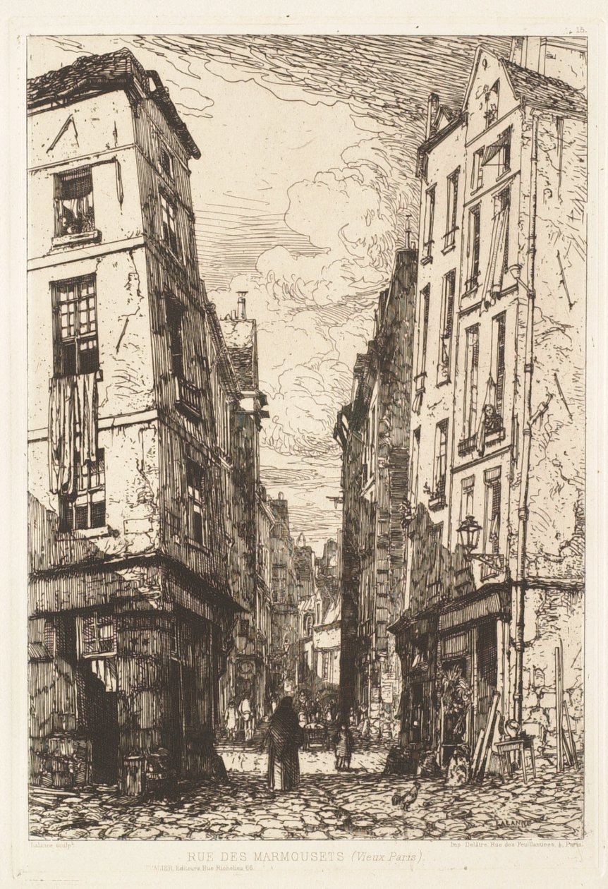 Rue des Marmousets, régi Párizs alkotó: Maxime Lalanne