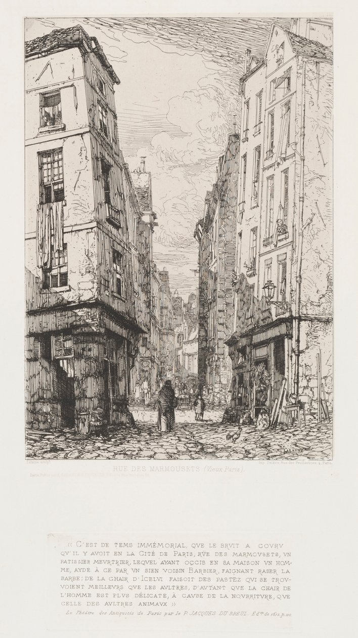 Rue des Marmosets Old Paris, 1862. alkotó: Maxime Lalanne