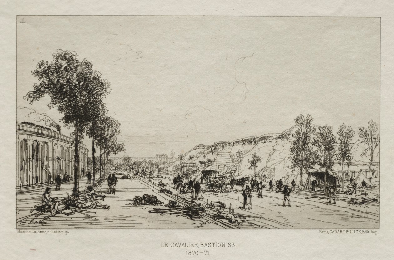 Souvenirs artistiques du Siège de Paris: Le Cavalie Bastion 63, 1870-71. alkotó: Maxime Lalanne