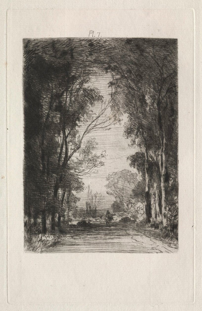 Utazó az úton az erdőben, 1866. alkotó: Maxime Lalanne