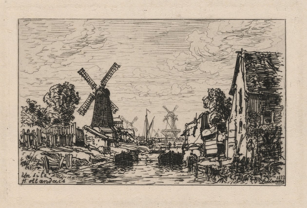 Holland látkép, Zaandam alkotó: Maxime Lalanne