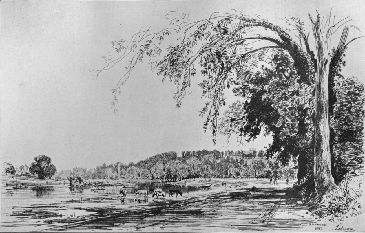 Richmond kilátása a Temzéről, 1871 alkotó: Maxime Lalanne