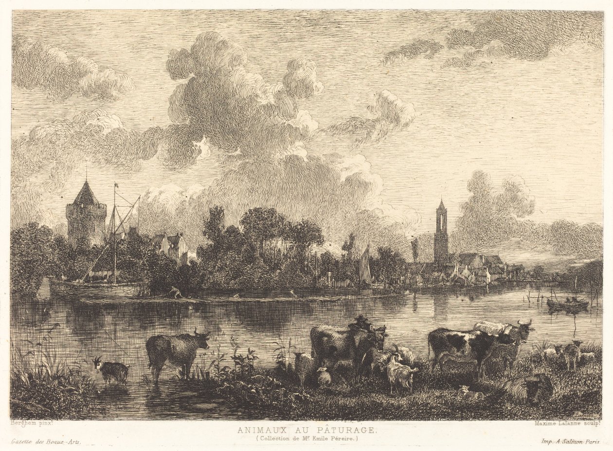 Állatok a legelőn alkotó: Maxime Lalanne after Nicolaes Pietersz Berchem