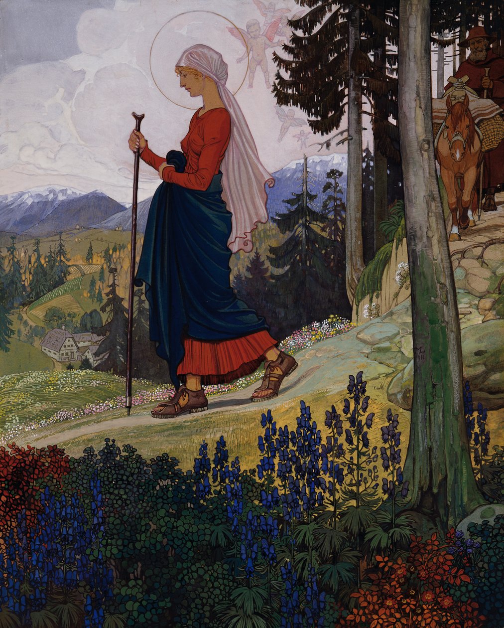 Mária sétája a hegyek felett alkotó: Maximilian Liebenwein