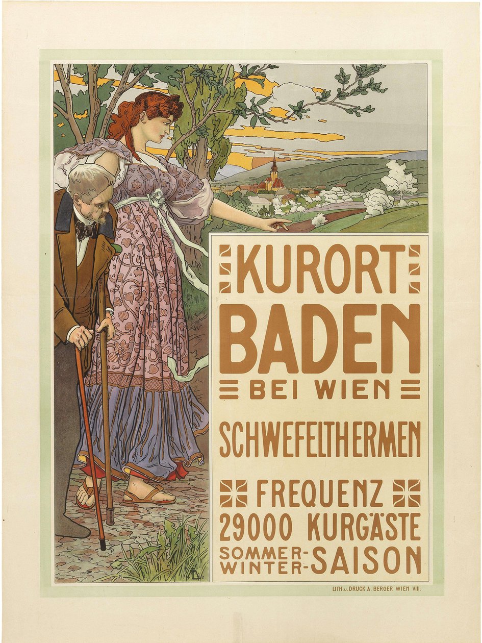 Bécs melletti Baden fürdőváros, kb. 1910. alkotó: Maximilian Liebenwein