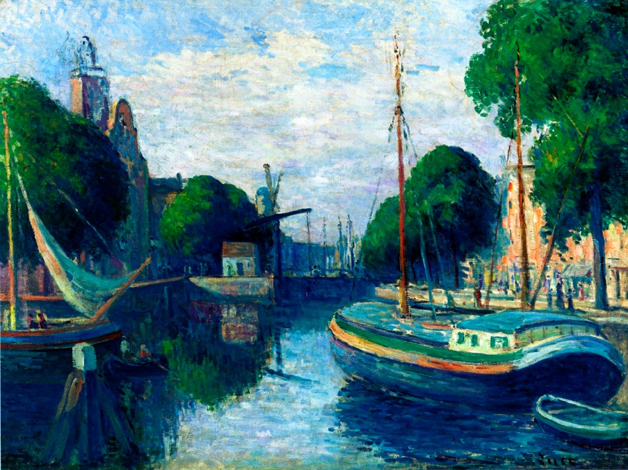 uszályok a rotterdami csatornán, 1908 alkotó: Maximilien Luce
