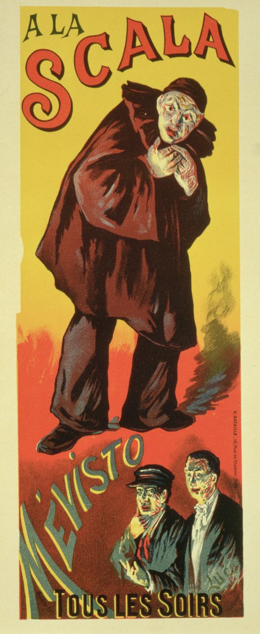 A "Mevisto" reklámplakátjának reprodukciója a Scala színházban, 1891. alkotó: Maximilien Luce