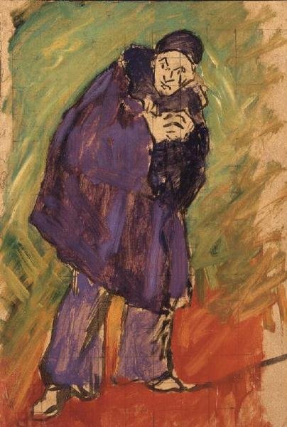 Pierrot-tanulmány Mevisto számára, 1891 (olaj, vászonra fektetett kockás papírra) alkotó: Maximilien Luce
