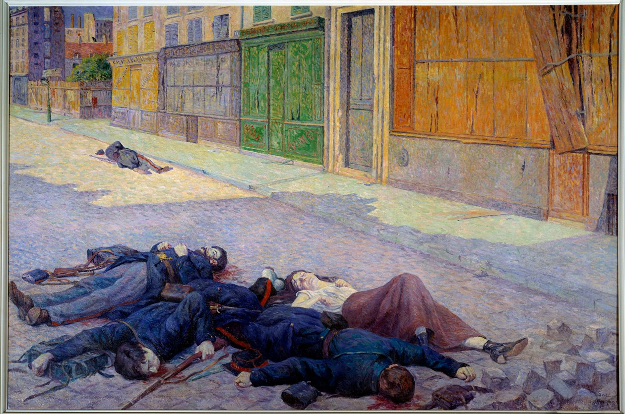 Párizs egyik utcája 1871 májusában vagy a Kommün alkotó: Maximilien Luce