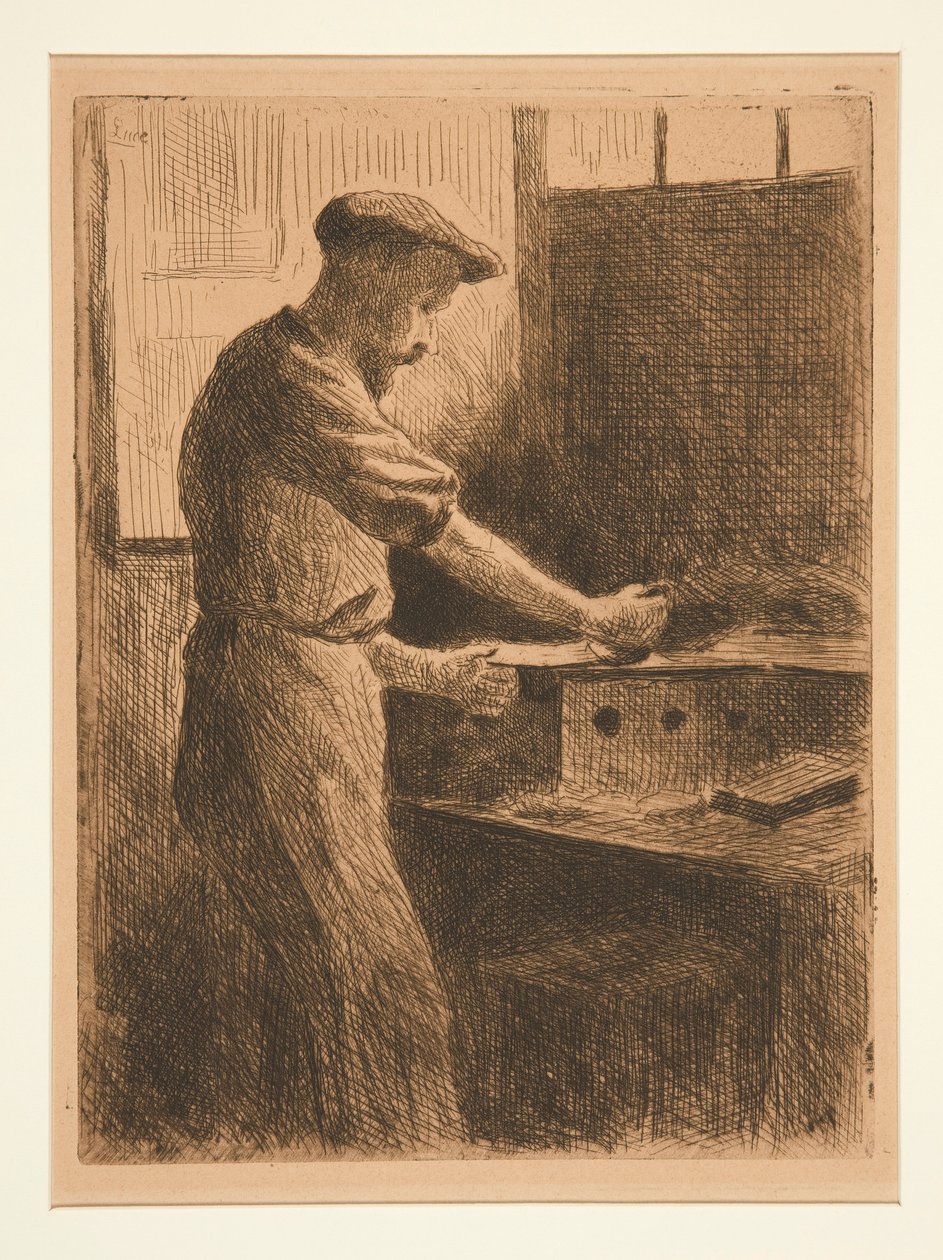 Auguste Delatre a munkahelyén (August Delatre at Work) alkotó: Maximilien Luce