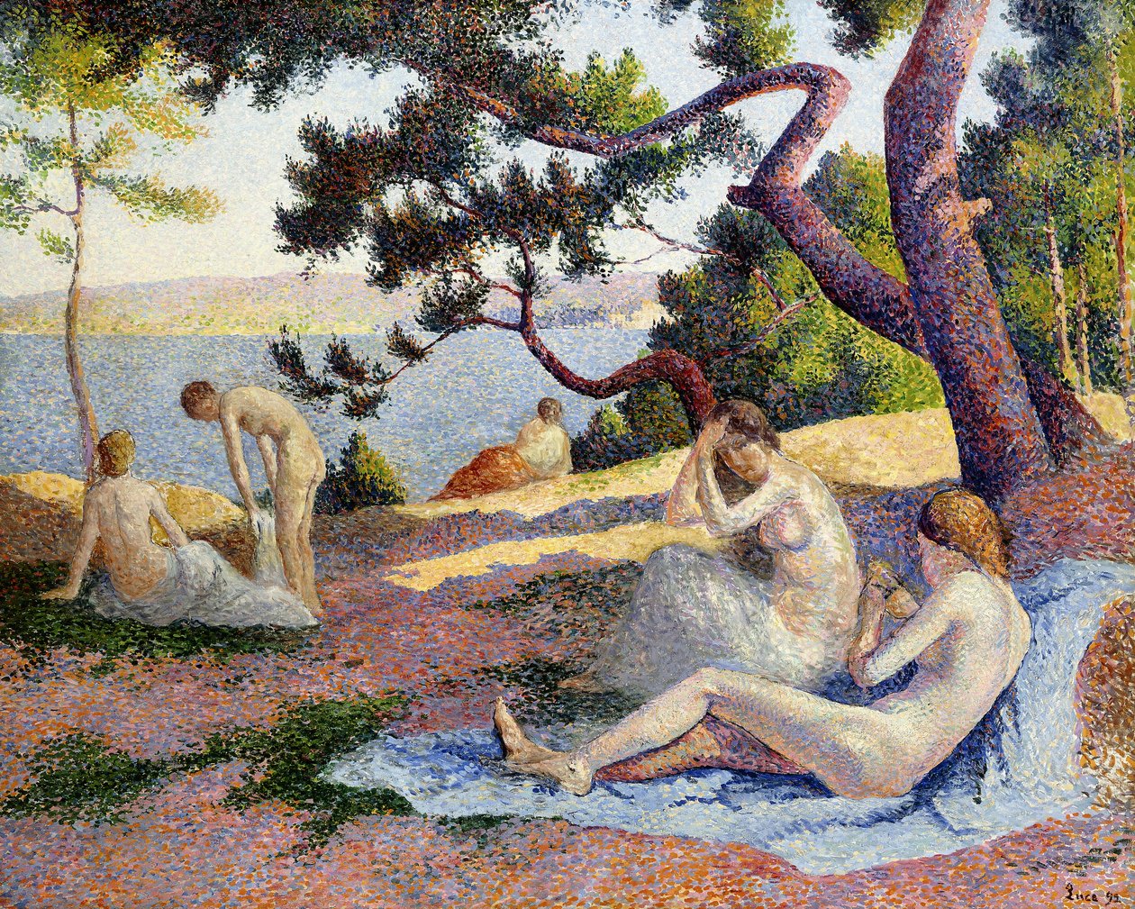 Fürdőzők Saint-Tropez-ban; Fürdőzők Saint-Tropezben, 1892 alkotó: Maximilien Luce