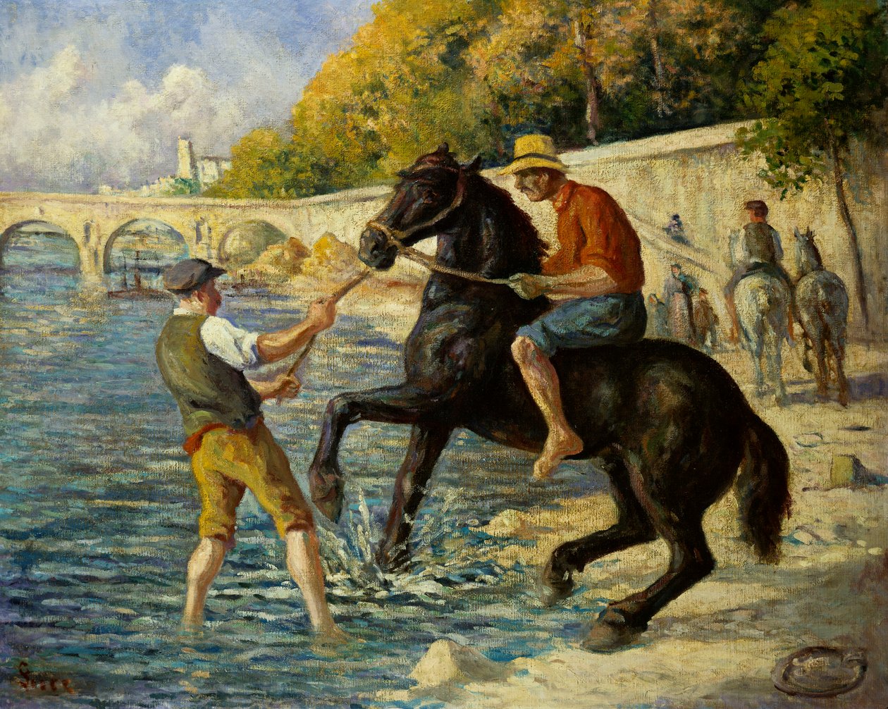 Fürdőlovak a Szajnában, 1910 alkotó: Maximilien Luce