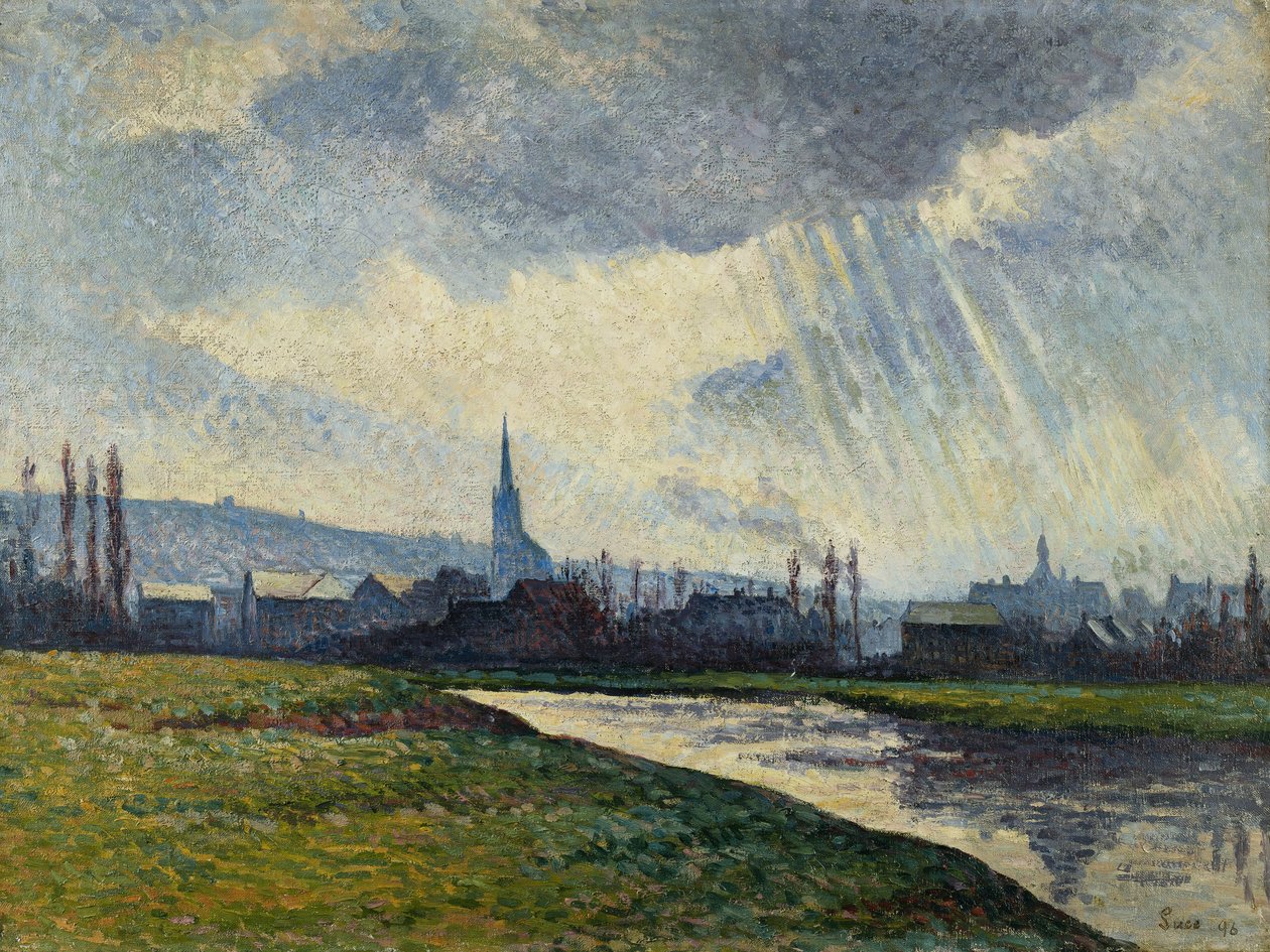 Couillet, Charleroi, Táj a folyó mentén; Couillet, Charleroi, Táj a folyó szélén, 1896 alkotó: Maximilien Luce