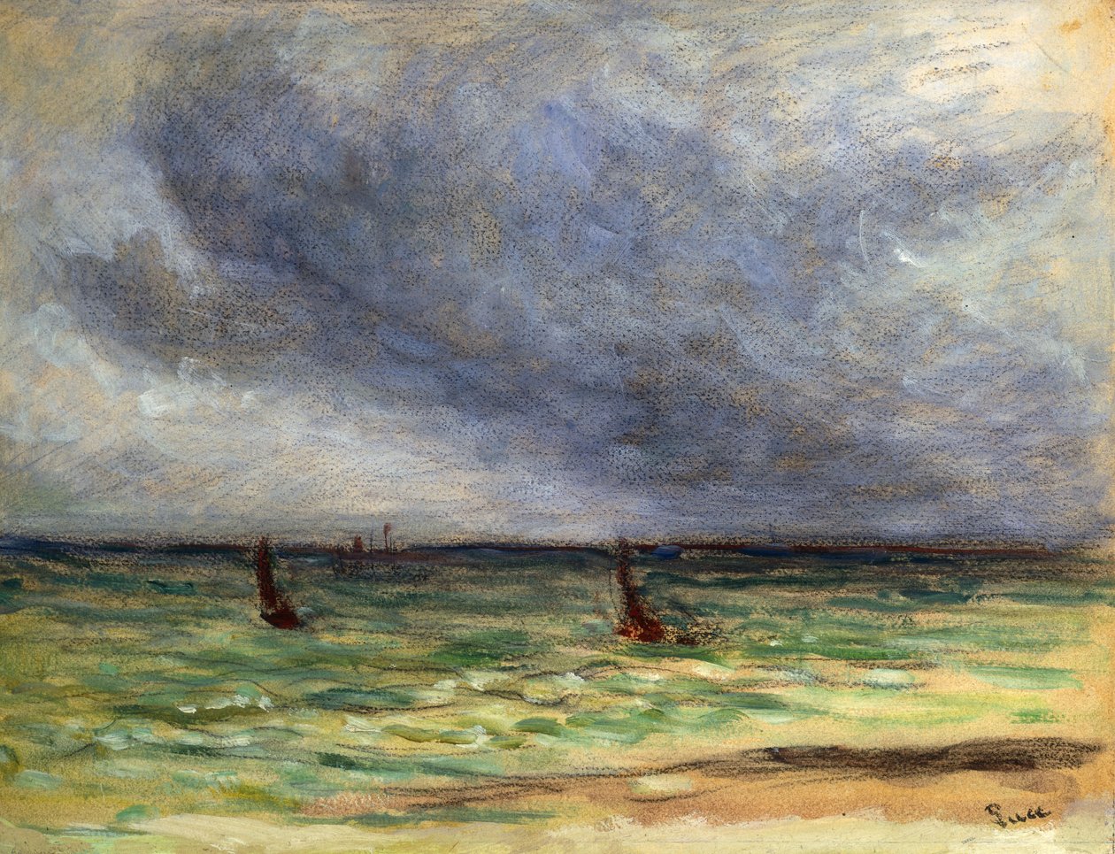 induló vonóhálós halászhajók; A vonóhálós hajók távozása, 1930-1934 alkotó: Maximilien Luce