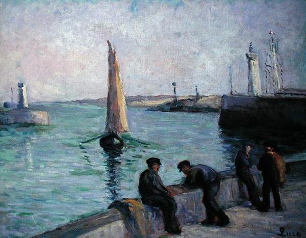 Halászok a kikötőben, 1920 körül (olaj, vászon) alkotó: Maximilien Luce
